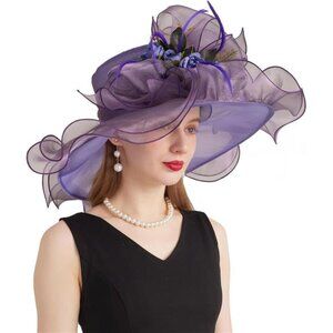 Women's Kentucky Derby Church Dress Hat 02-purple
